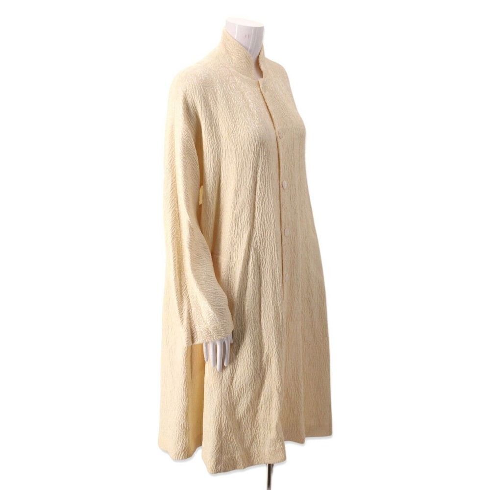 ESKANDAR Silk Blend Open Coat 40" LONG Jacket BURGUNDY Poppy BLACK (1) O/S Fit - Picture 4 of 10